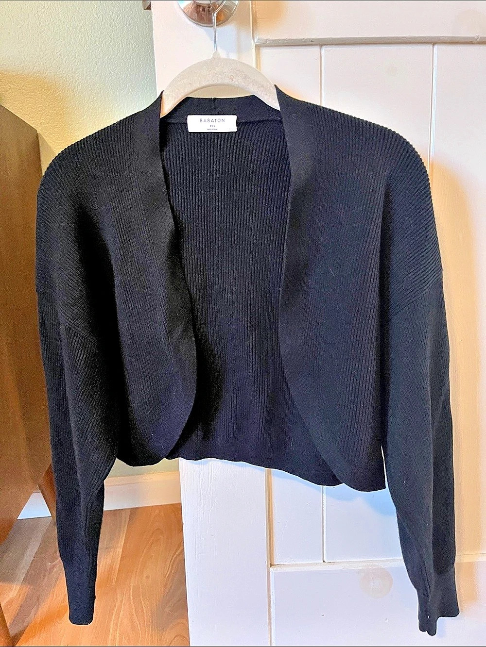 Babaton Decision Shrug Ribbed Cardigan in Black Size 2XS